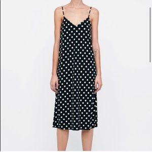 Zara Polka dot black and white slip dress